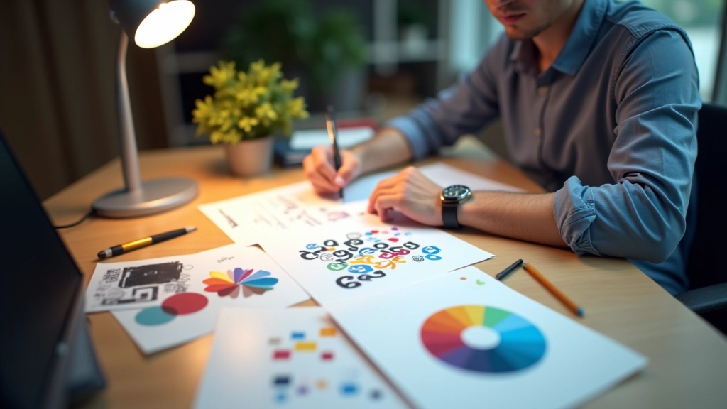 Logo design process workspace