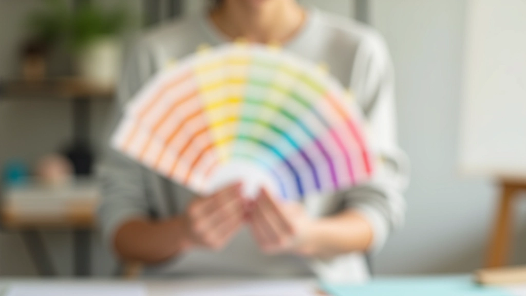 Hands holding color palette samples and brand mood board with various visual inspiration materials and design mockups