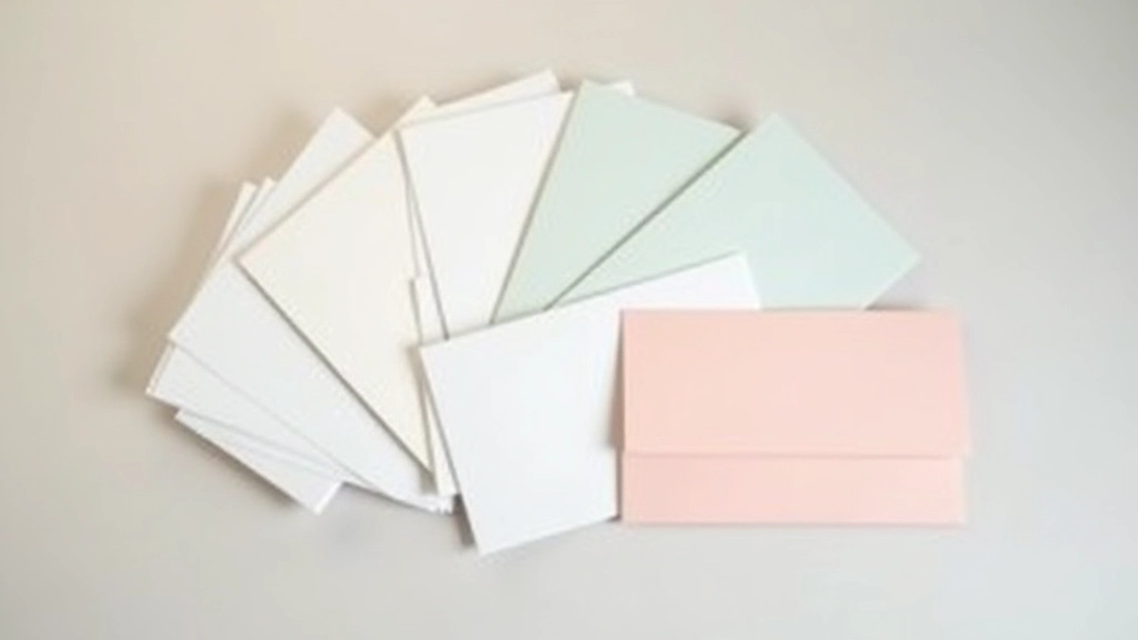 Printed brand materials including business cards, letterhead, envelope, and packaging all displaying consistent brand colors and logo